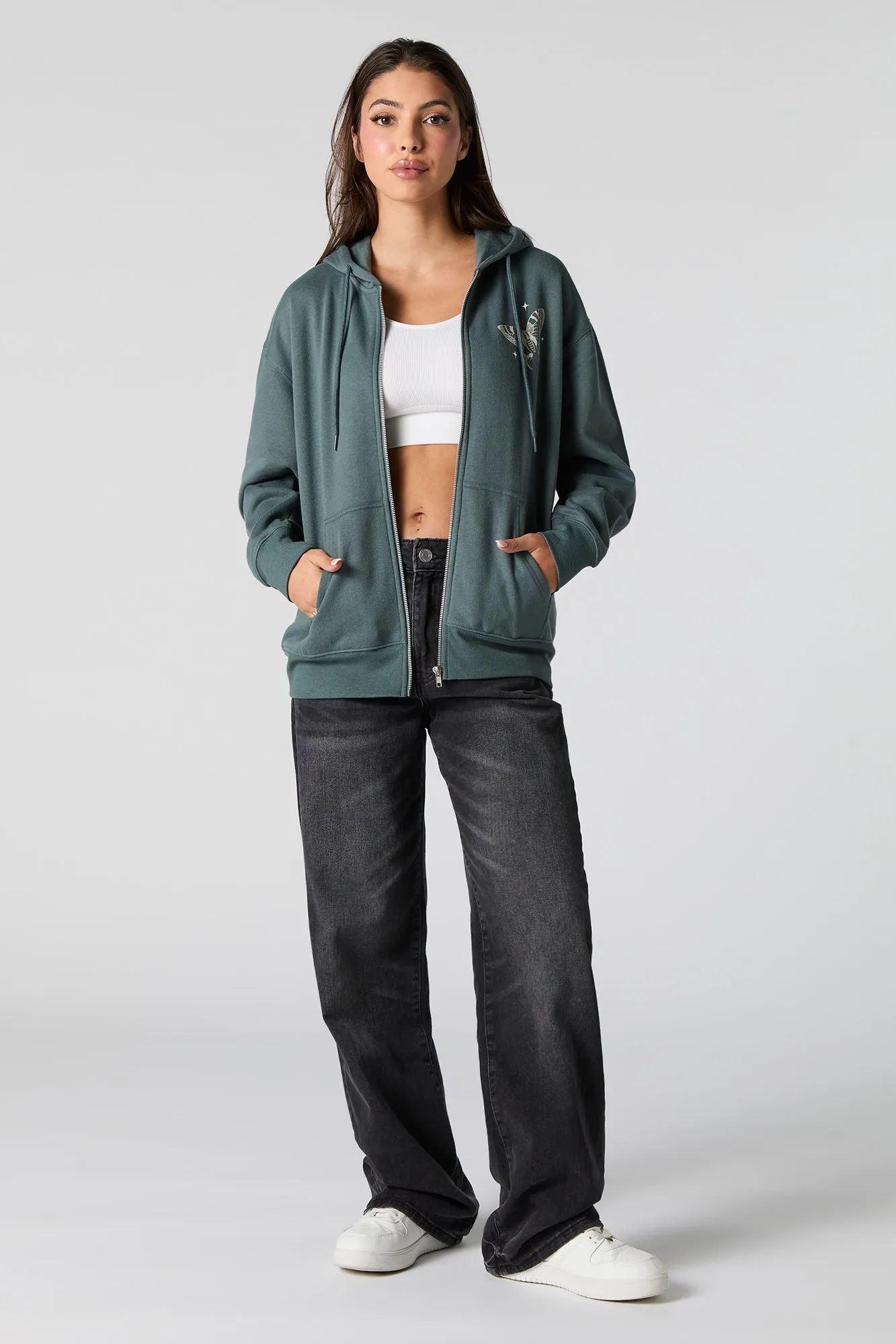 Graphic Fleece Zip-Up Hoodie