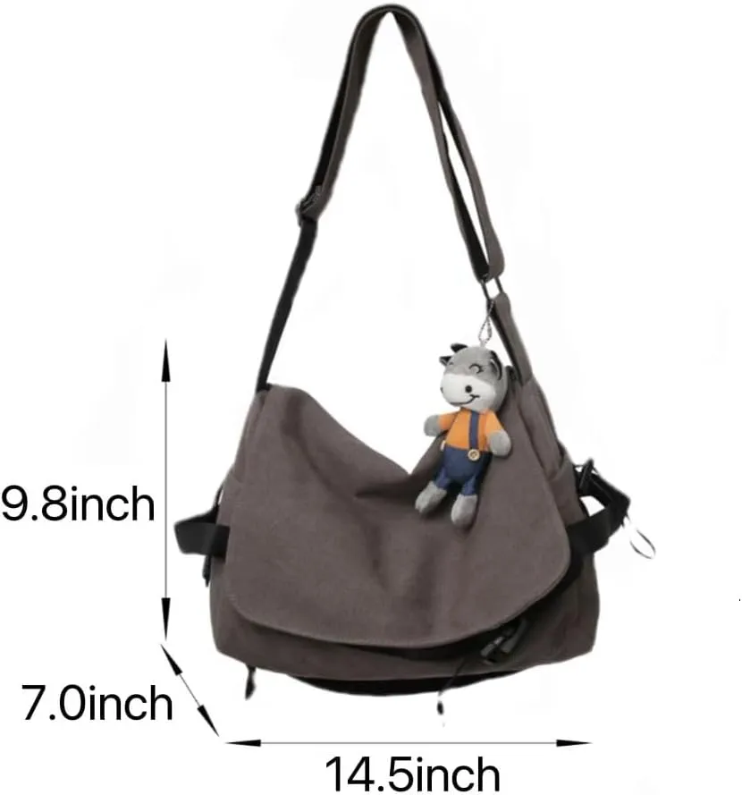 Grunge Canvas Shoulder Bag Women Goth Hobo Purses Y2K Messenger Bag Indie Tote Crossbody Bag Alt Emo Handbag