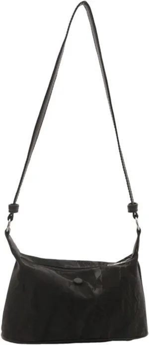 Guojiang Elegant Solid Color PU Leather Bucket Bag with Zippered for Women Casual Shopping Simple Crossbody Shoulder Bag Purse