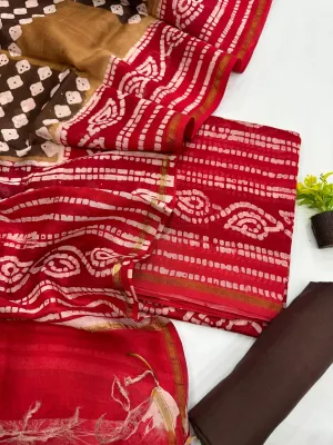 Hand Block Printed Chanderi Silk Cotton  Dress Material