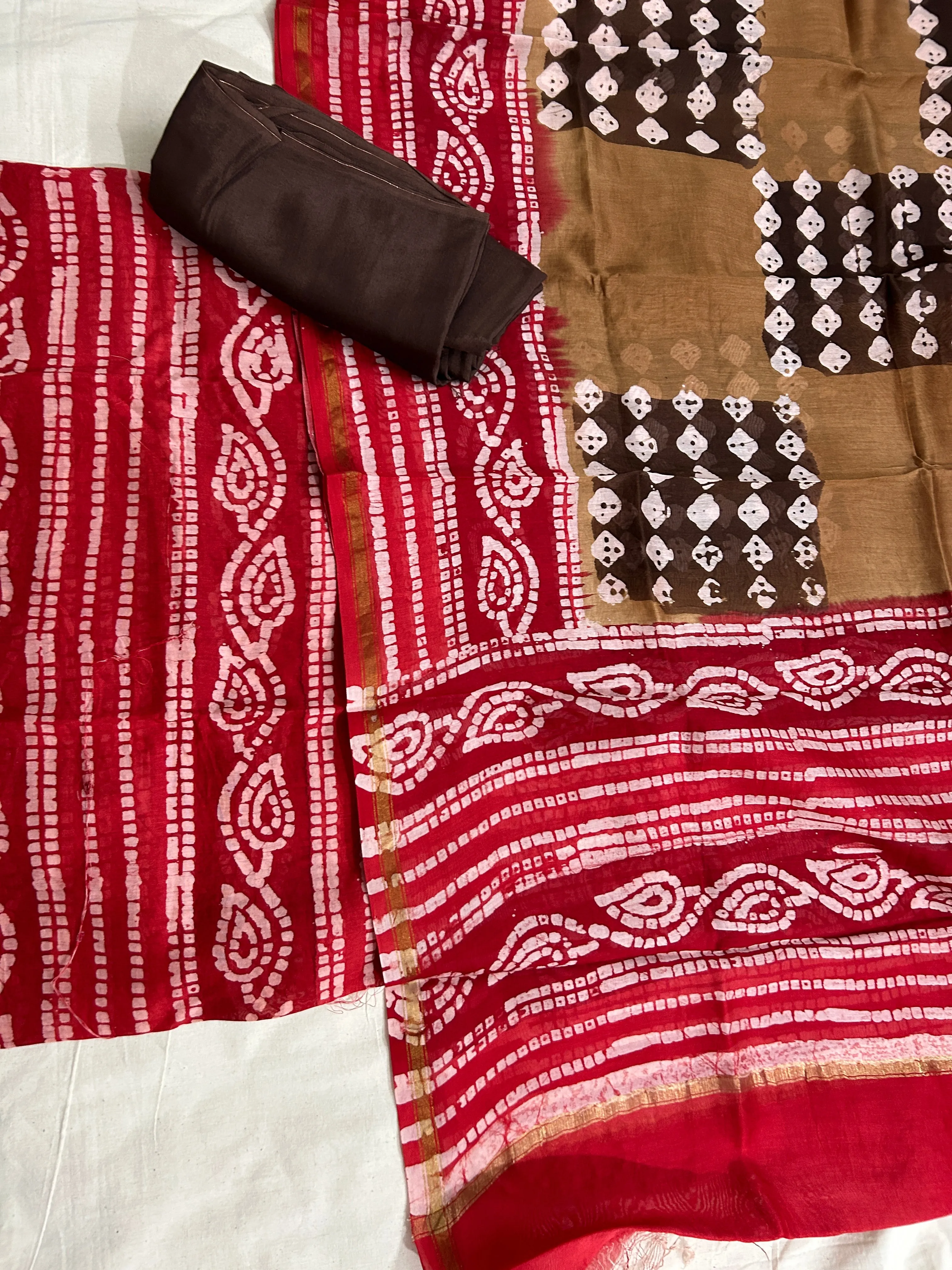 Hand Block Printed Chanderi Silk Cotton  Dress Material