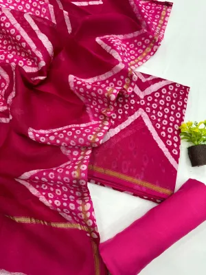 Hand BlockPrinted Chanderi Silk Cotton  Dress Material