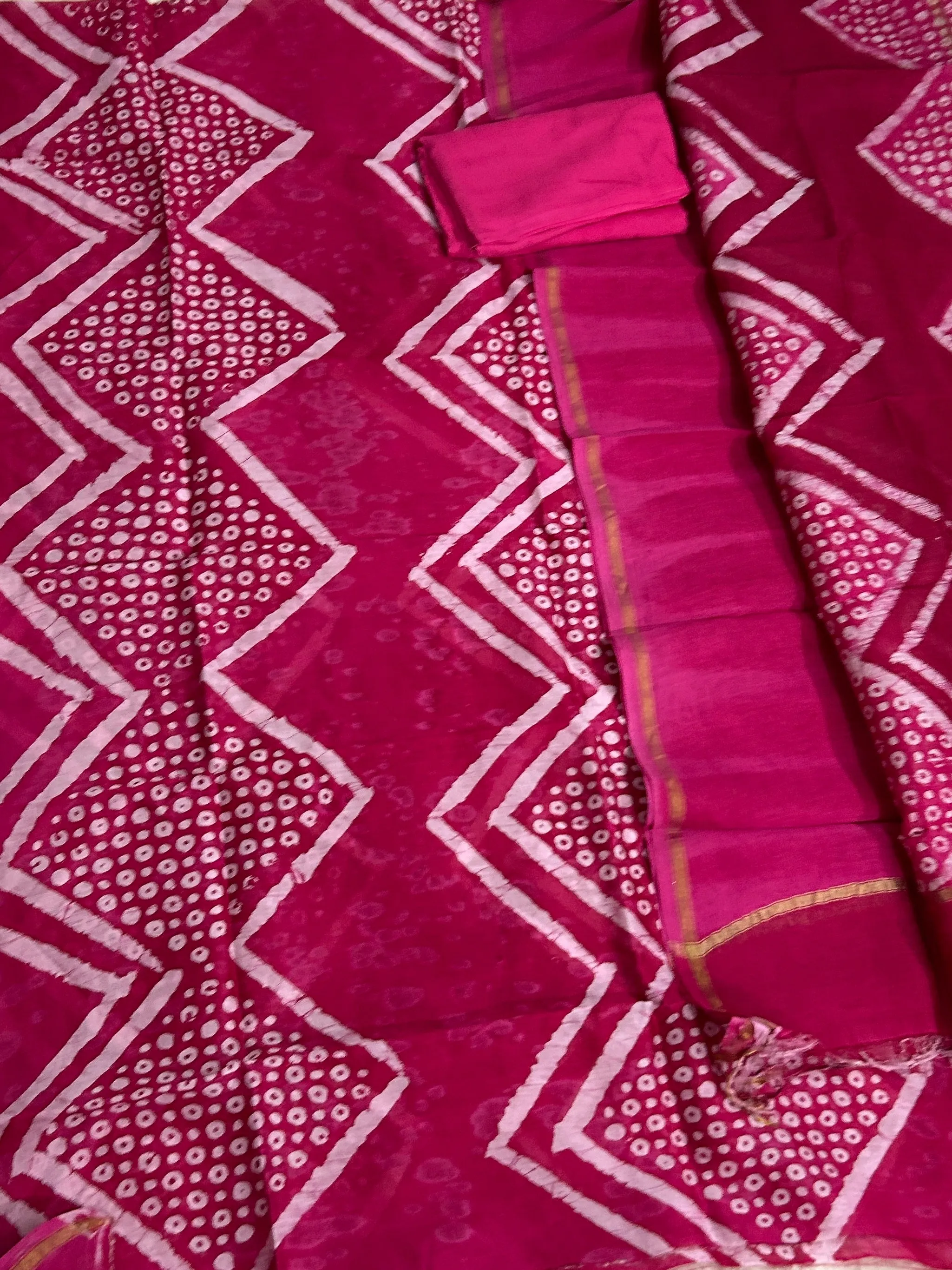 Hand BlockPrinted Chanderi Silk Cotton  Dress Material
