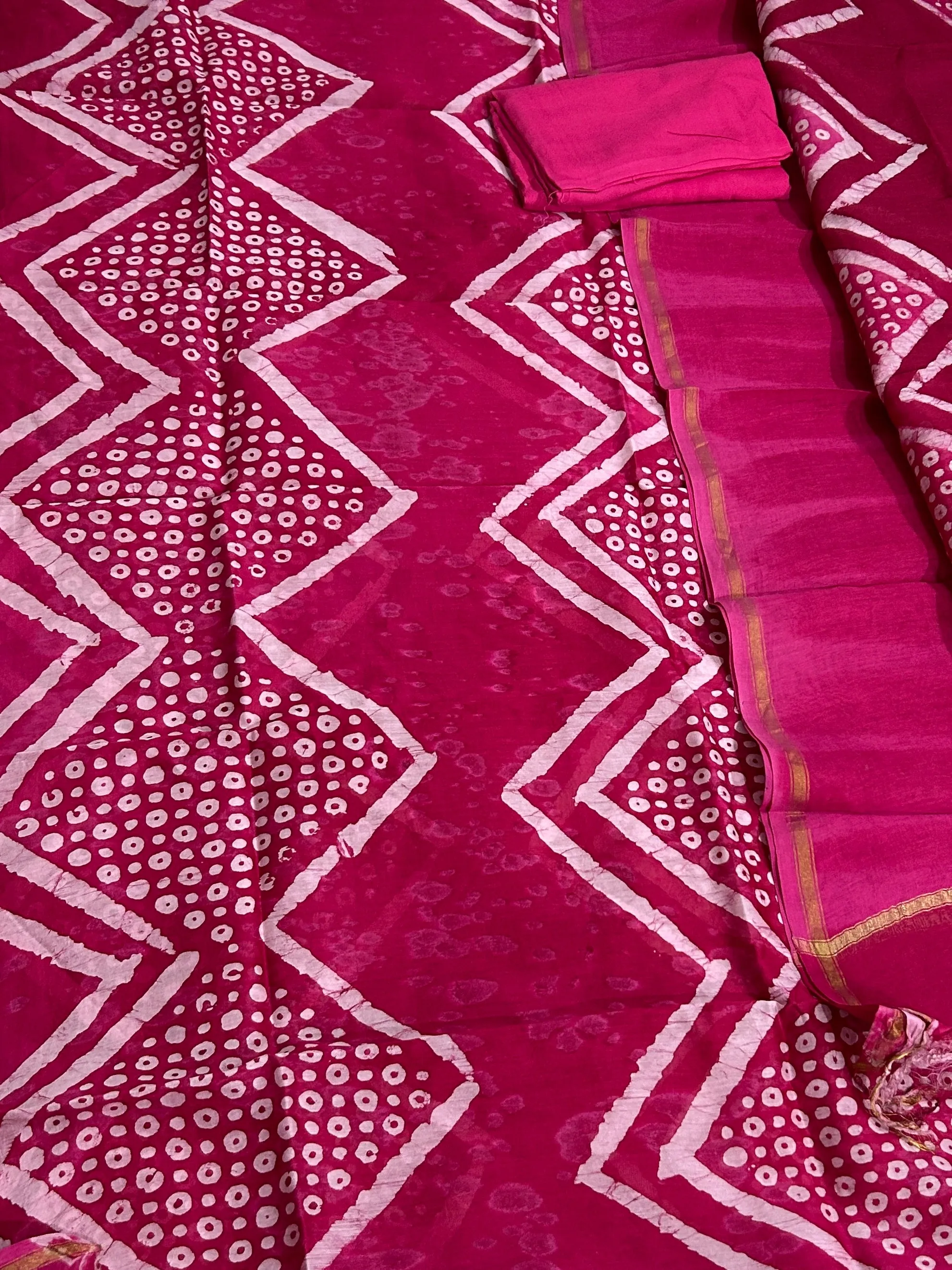 Hand BlockPrinted Chanderi Silk Cotton  Dress Material