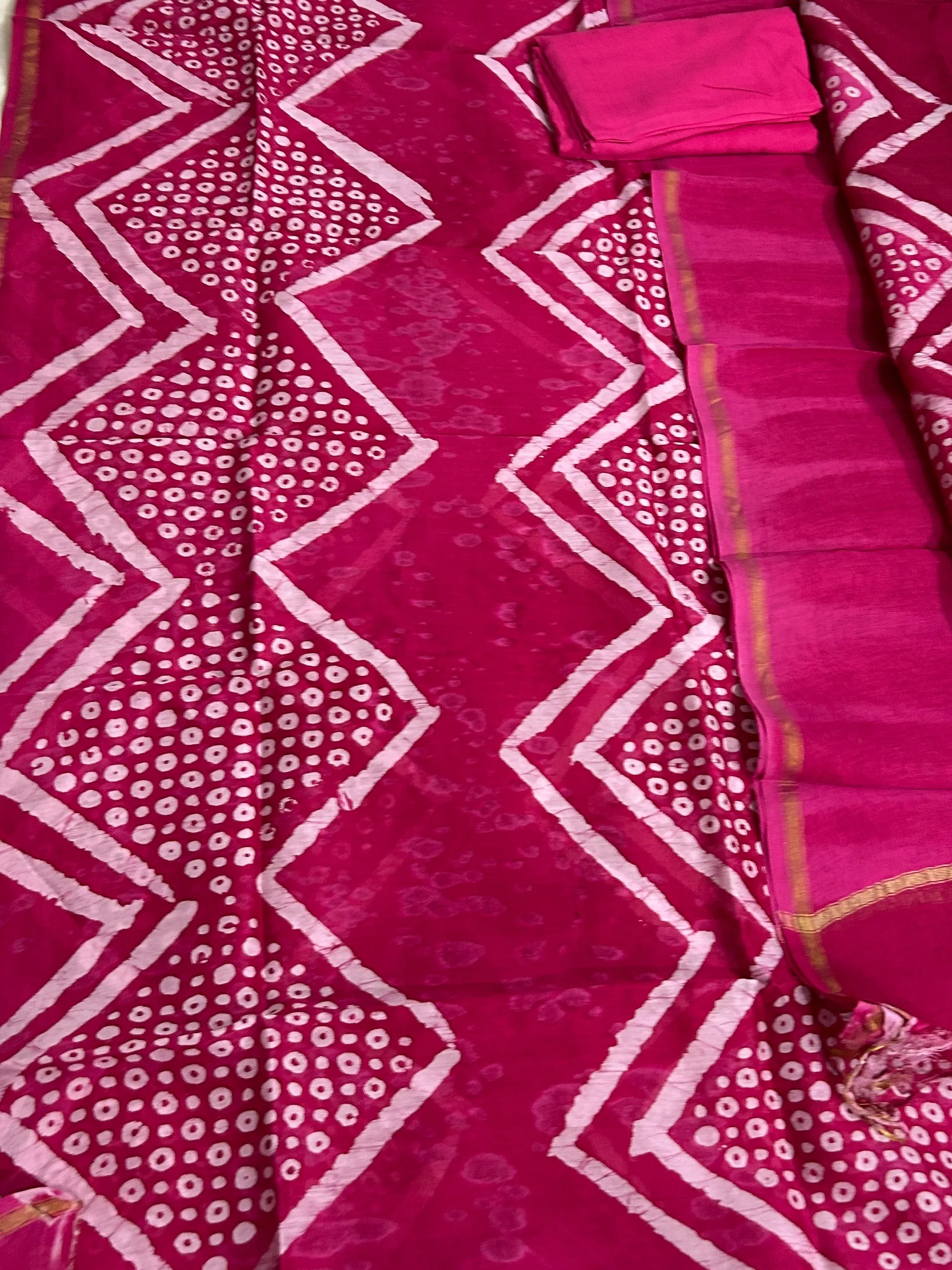 Hand BlockPrinted Chanderi Silk Cotton  Dress Material