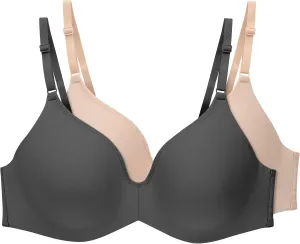 Hanes Women's Invisible Look Underwire Adjustable T-Shirt Bra (2 Pack)