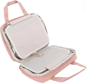 Hanging Hook Travel Toiletry Bag, Makeup Organizer Bag with Mirror for Women, Portable Hanging Toiletry Cosmetic Bag Train Case for Accessories Shampoo Toiletries (Pink)