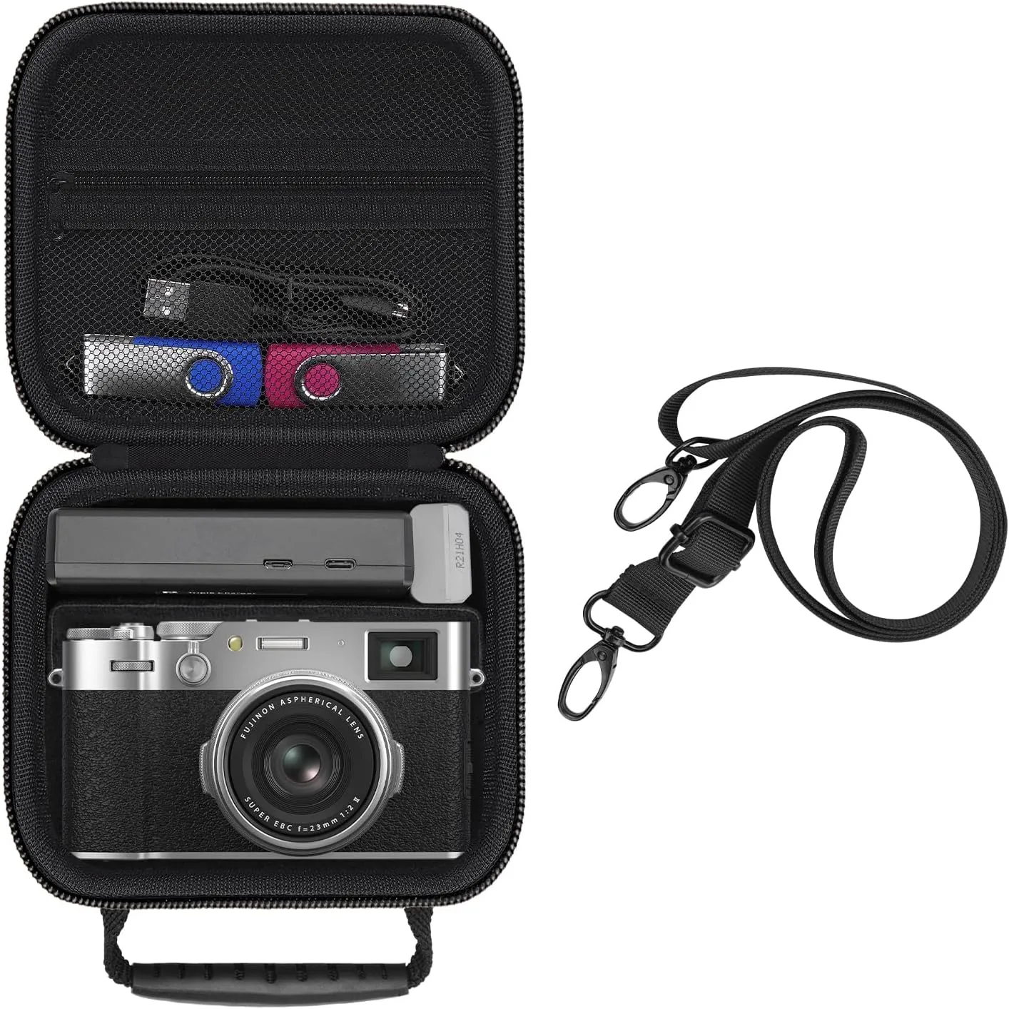 Hard Travel Camera Carrying Case for Fujifilm X100V/ X100VI/ X100F/ X100S Didital Camera, Camera Bag Protective Case with Adjustable Shoulder Straps - Black (CASE ONLY)