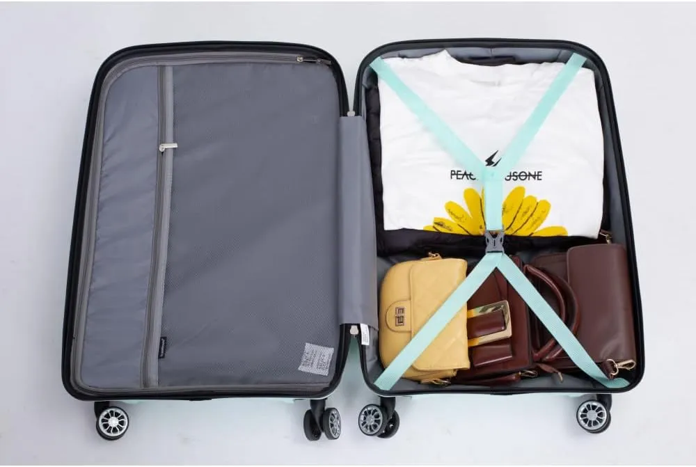 Hardshell Suitcase Double Spinner Wheels PP Luggage Sets Lightweight Durable Suitcase with TSA Lock,3-Piece Set (20/24/28), Light Green