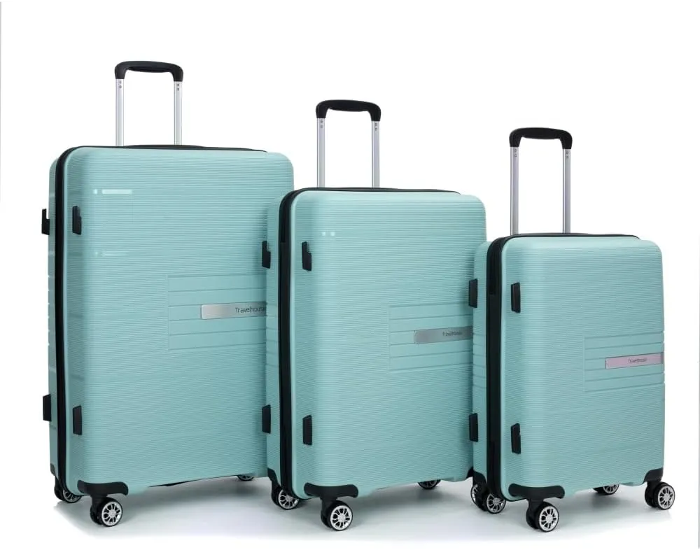 Hardshell Suitcase Double Spinner Wheels PP Luggage Sets Lightweight Durable Suitcase with TSA Lock,3-Piece Set (20/24/28), Light Green