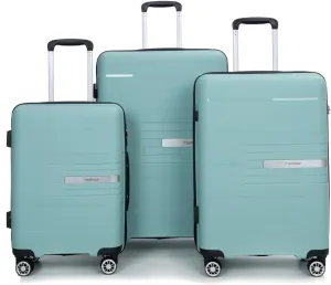 Hardshell Suitcase Double Spinner Wheels PP Luggage Sets Lightweight Durable Suitcase with TSA Lock,3-Piece Set (20/24/28), Light Green