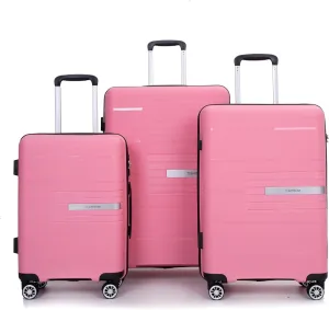 Hardshell Suitcase Double Spinner Wheels PP Luggage Sets Lightweight Durable Suitcase with TSA Lock,3-Piece Set (20/24/28), Pink