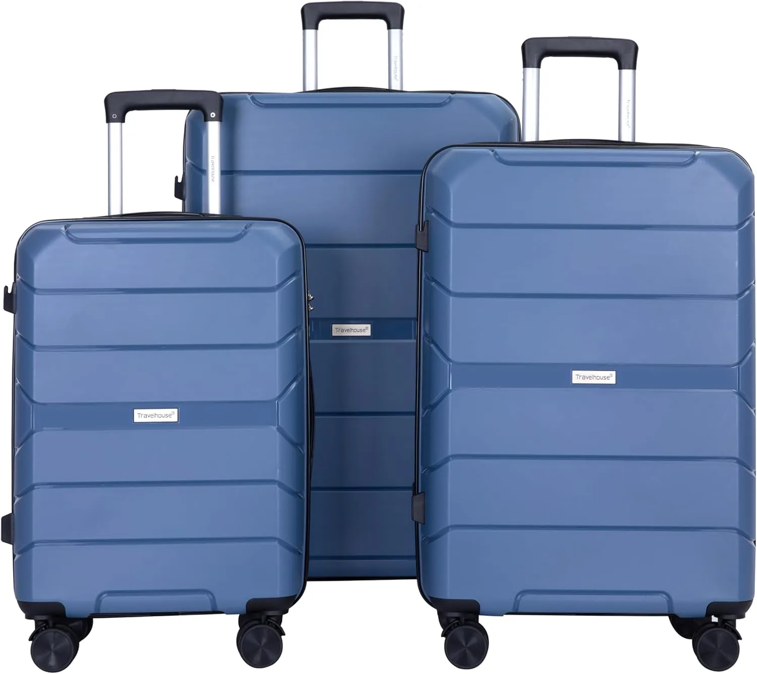 Hardshell Suitcase Spinner Wheels Pp Luggage Sets Lightweight Durable Suitcase with Tsa Lock,3-Piece Set (20,24,28),Blue