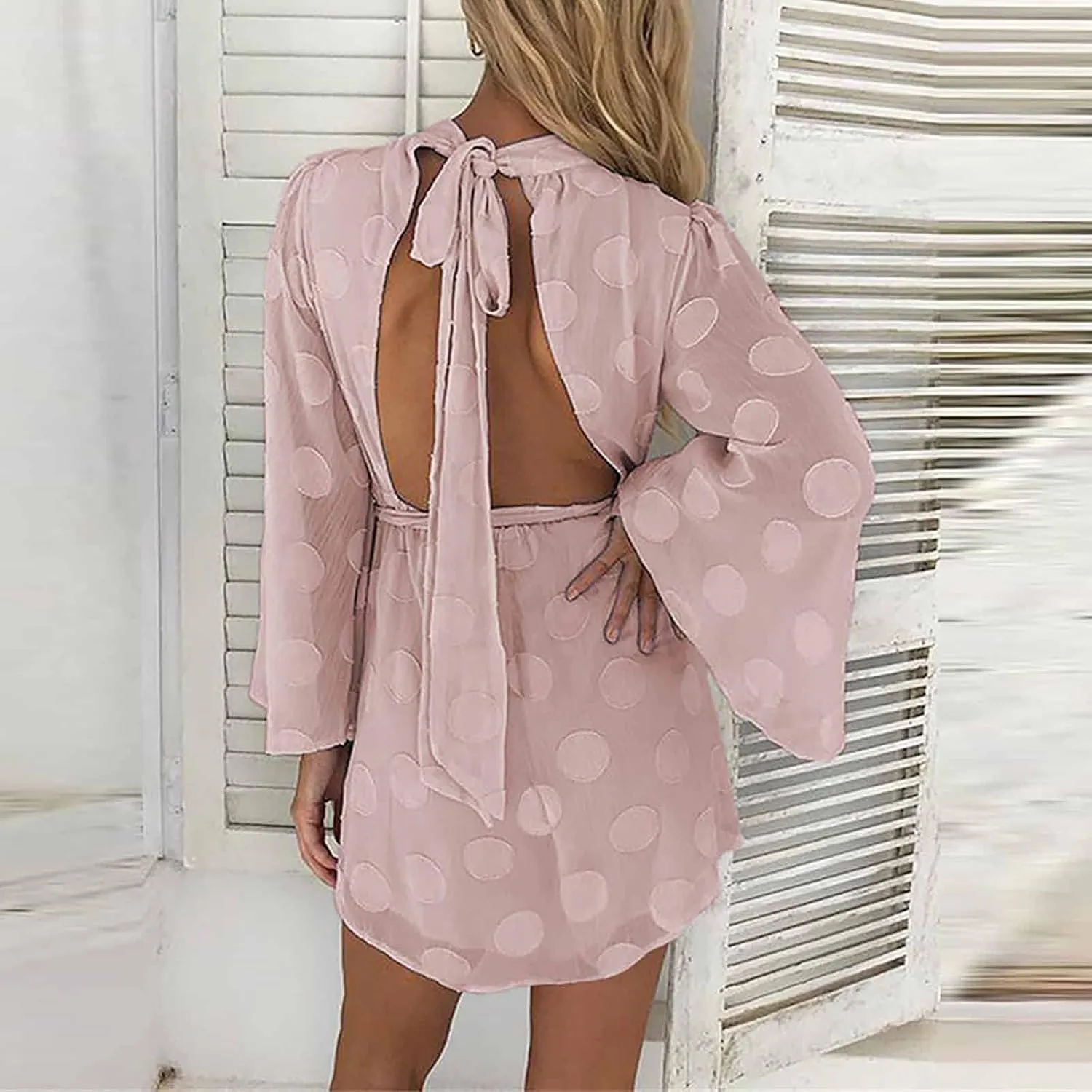 HHmei For Ladies Women's Tie Vest Solid Long Sleeve Ductile Button Up