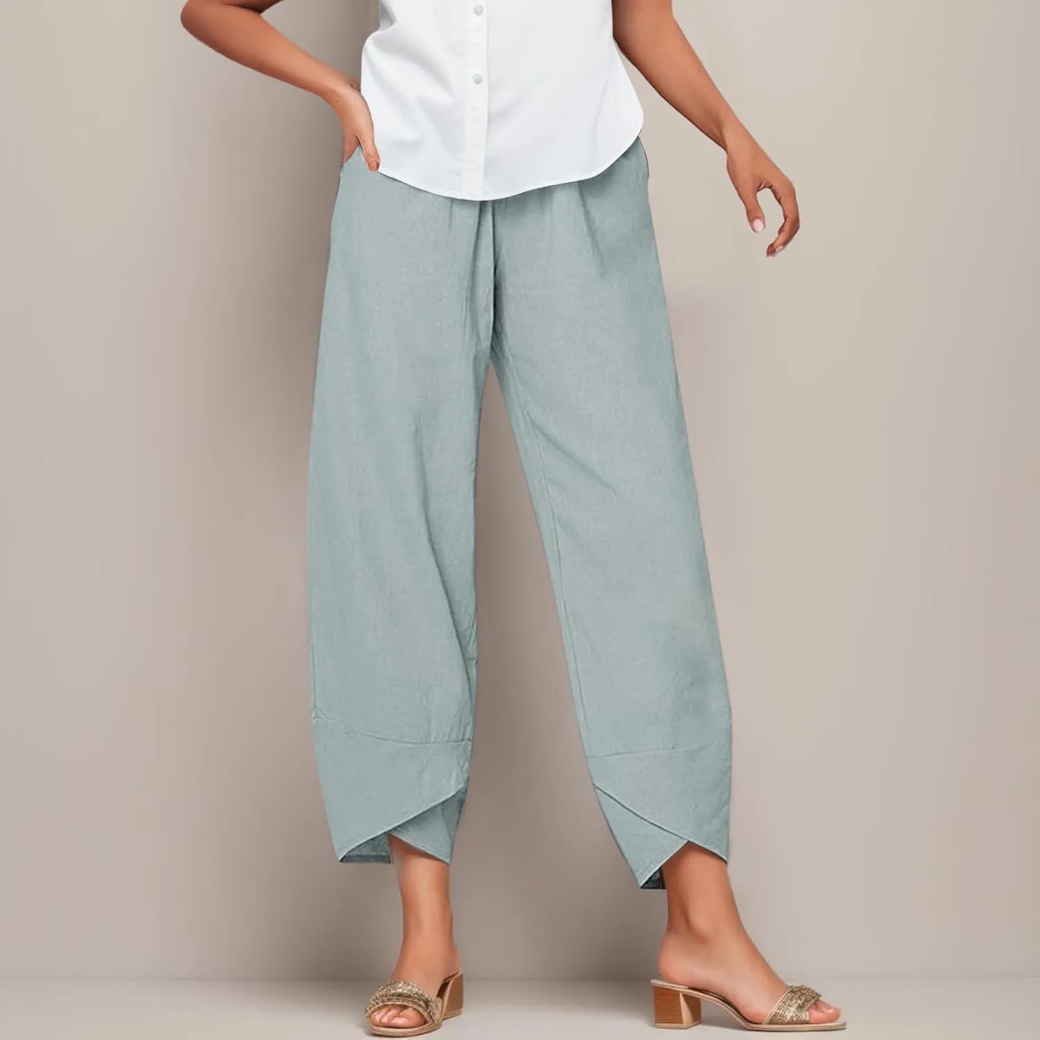 High Waisted Work Pants for Women Winter Opaque Hiking Leggings with Pockets Flare Leggings Wide Leg
