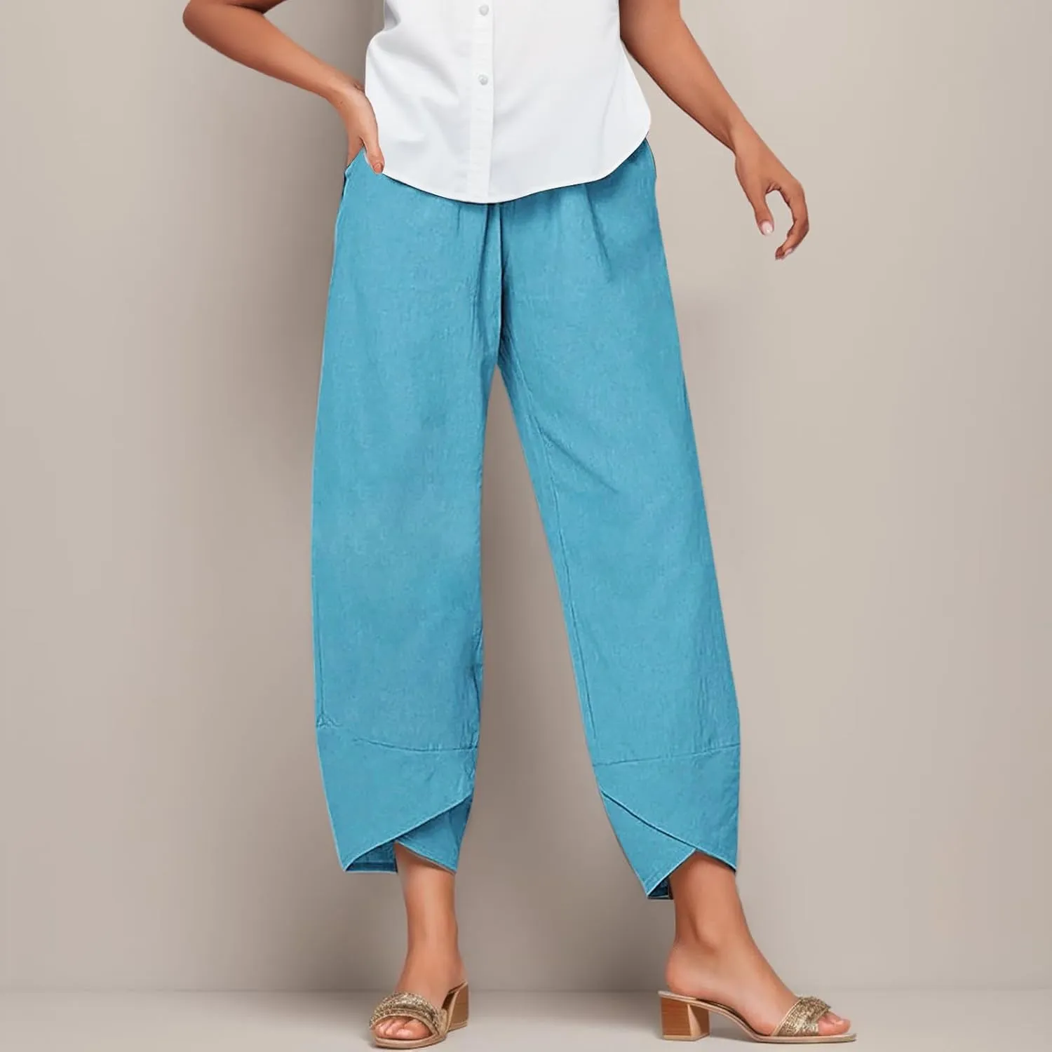 High Waisted Work Pants for Women Winter Opaque Hiking Leggings with Pockets Flare Leggings Wide Leg