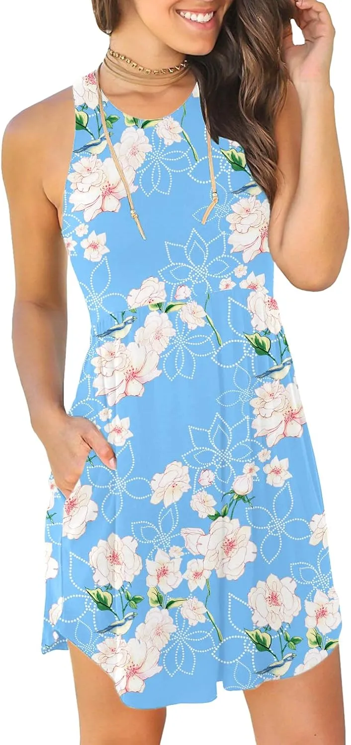 HiMONE Vacation Dresses for Women 2025 Summer Dress Women's Casual Sundresses Casual Beach Petite Sun Dress XS-2XL