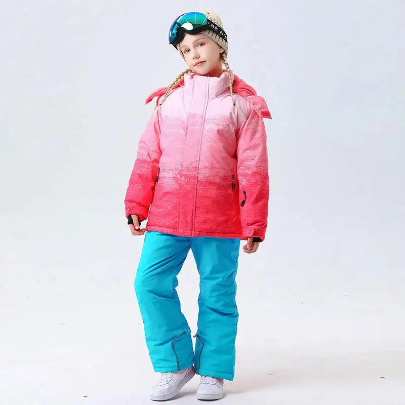 Hotian Girl Snow Jackets & Snow Pants Set Waterproof
