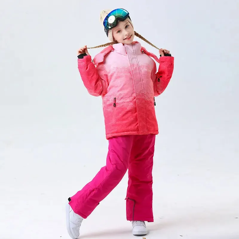 Hotian Girl Snow Jackets & Snow Pants Set Waterproof