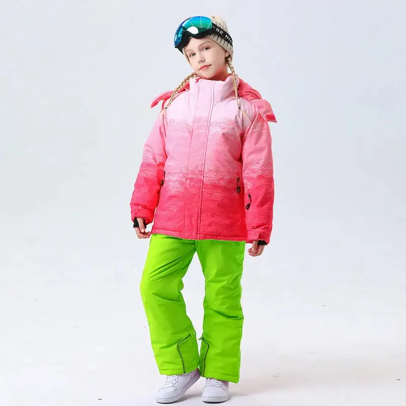 Hotian Girl Snow Jackets & Snow Pants Set Waterproof