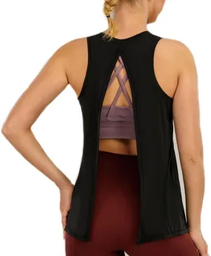 HSQMA Workout Tank Tops for Women Sleeveless Yoga Tops for Women, Quick Dry Fitness Gym T Shirt, Sleeveless Round Neck Loose Fit Yoga Tank Top (Color : Black/, Size : L/)