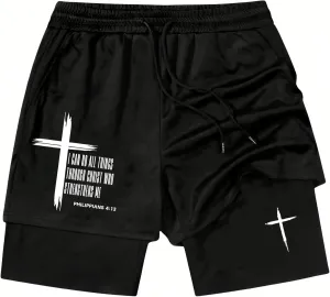I Can Do All Things Through Christ Who Strengthens Track Short I Can Do All Things Through Christ 2 in 1 Sport Shorts