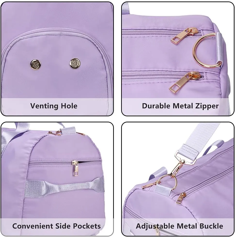 ICEIVY Gym Duffle Bag Dry Wet Separated Gym Bag Sport Duffle Bag Training Handbag Yoga bag with Extra Drawstring Backpack for man and women (TaroPurple-Upgrade) Large