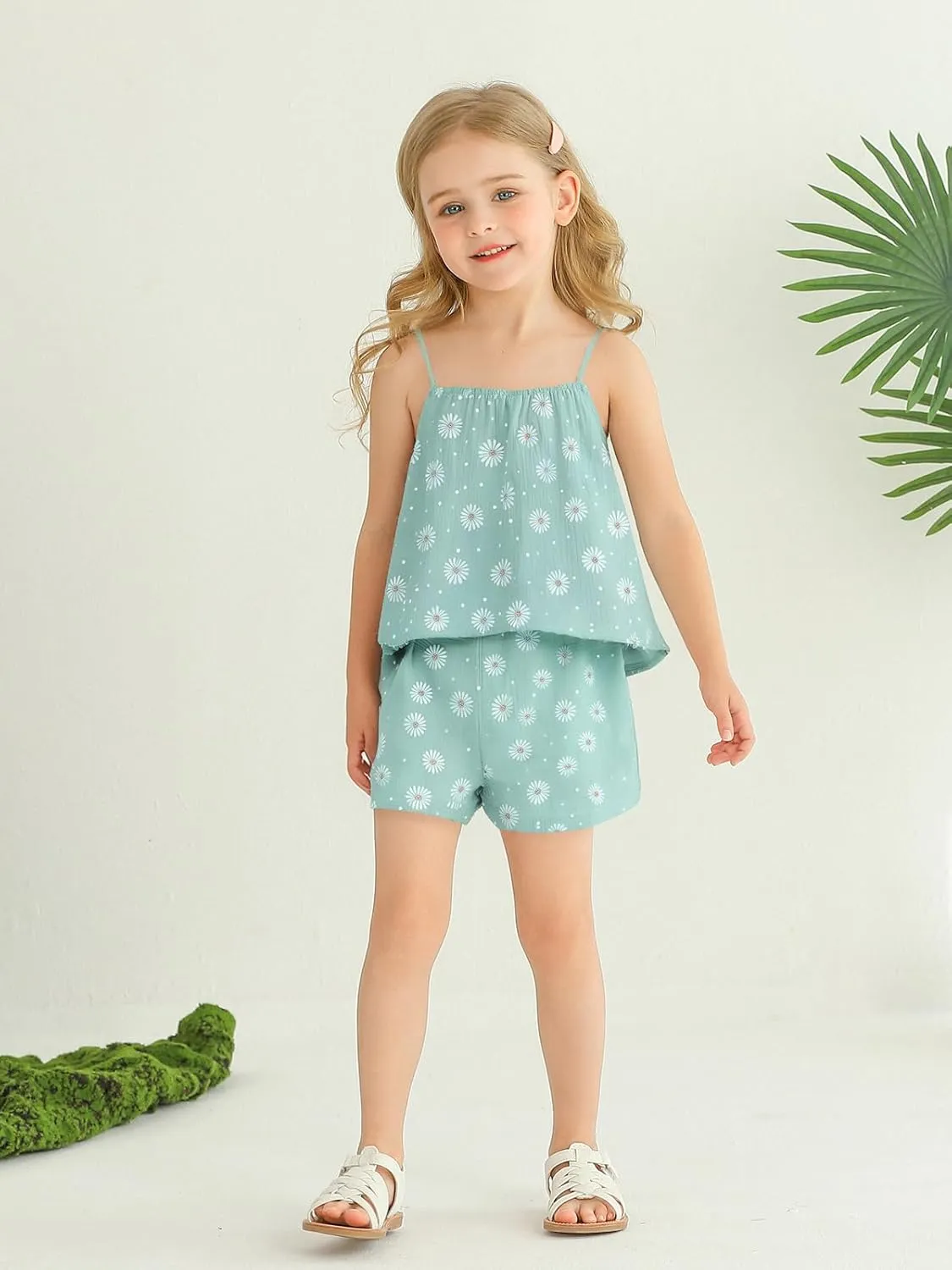 Infant Baby Toddler Girls Clothes Sleeveless Camisole Cotton and Linen Shorts Set Baby Summer Outfits for 1-6 Years