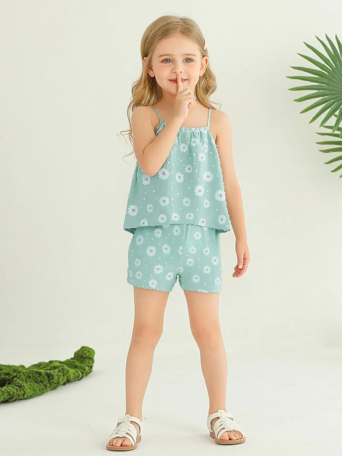 Infant Baby Toddler Girls Clothes Sleeveless Camisole Cotton and Linen Shorts Set Baby Summer Outfits for 1-6 Years
