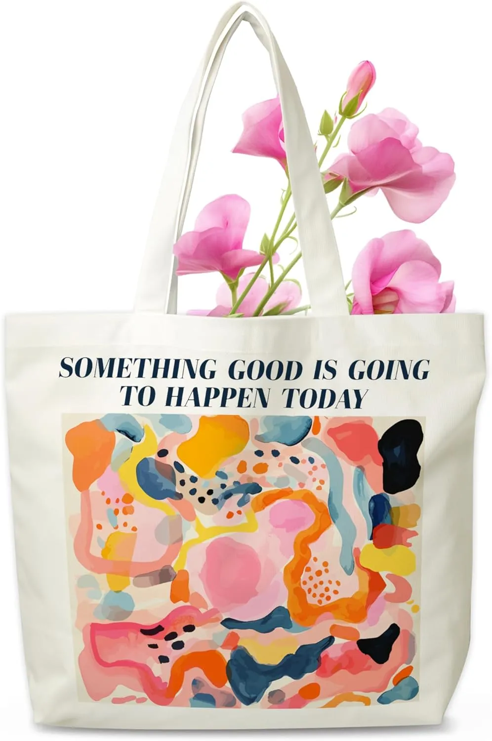 Inspirational Canvas Tote Bag, Christian Aesthetic Shopping Grocery Bag, Boho Beach Bag Gifts For Women Lady Sister Friend Family, Spring Summer Party Reusable Grocery Bag, 14