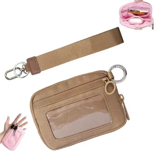 Iris' Wallet 2nd Gen, Pouch Wristlet Zip Card Case with Id Window, Small Wristlet Wallet for Women (1Pcs, Caramel)