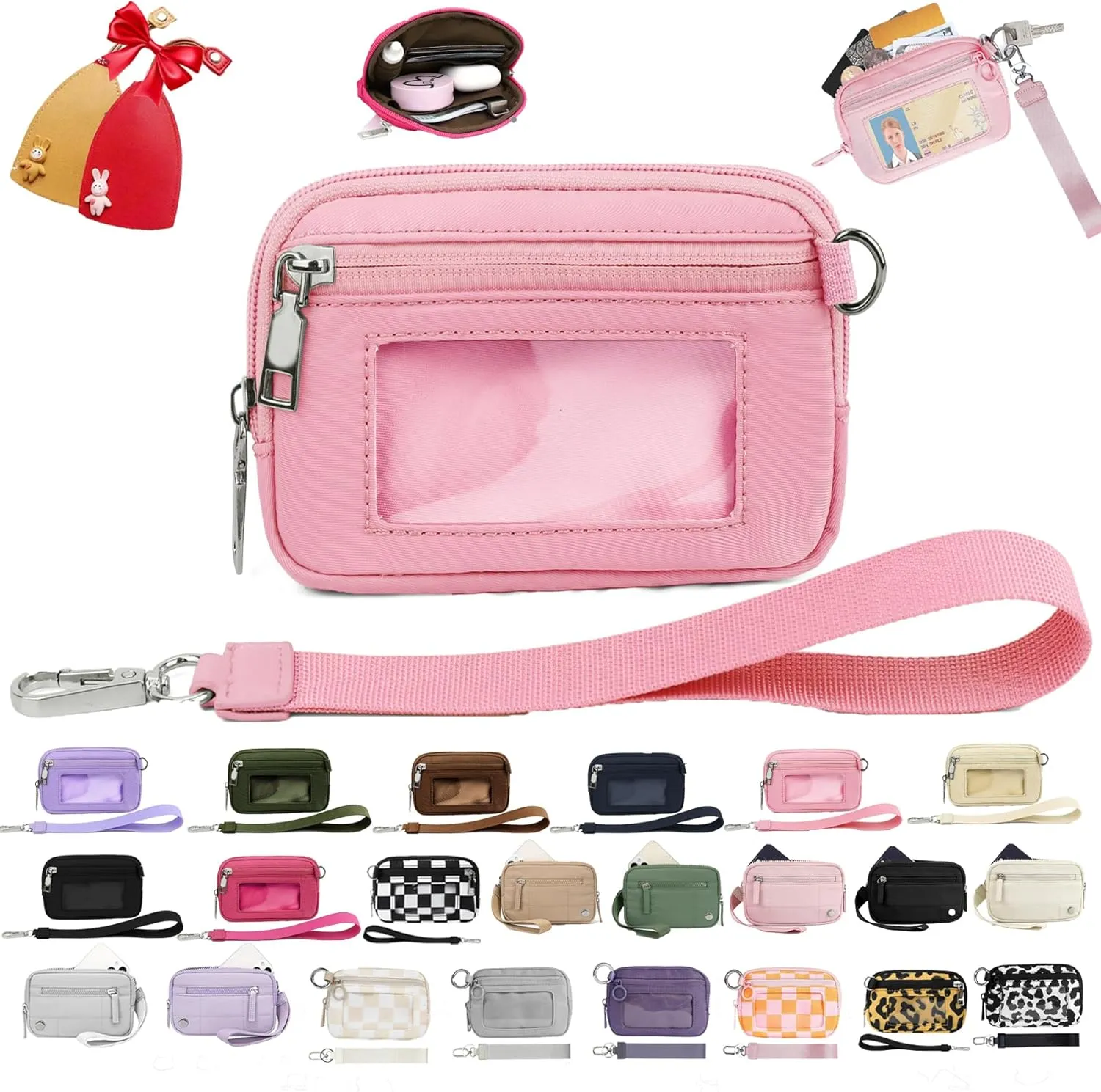 Iris Wallet 2nd Gen Zip Card Case with ID Window - Wristlet Wallet for Women (A10 2PCS * Key Case)