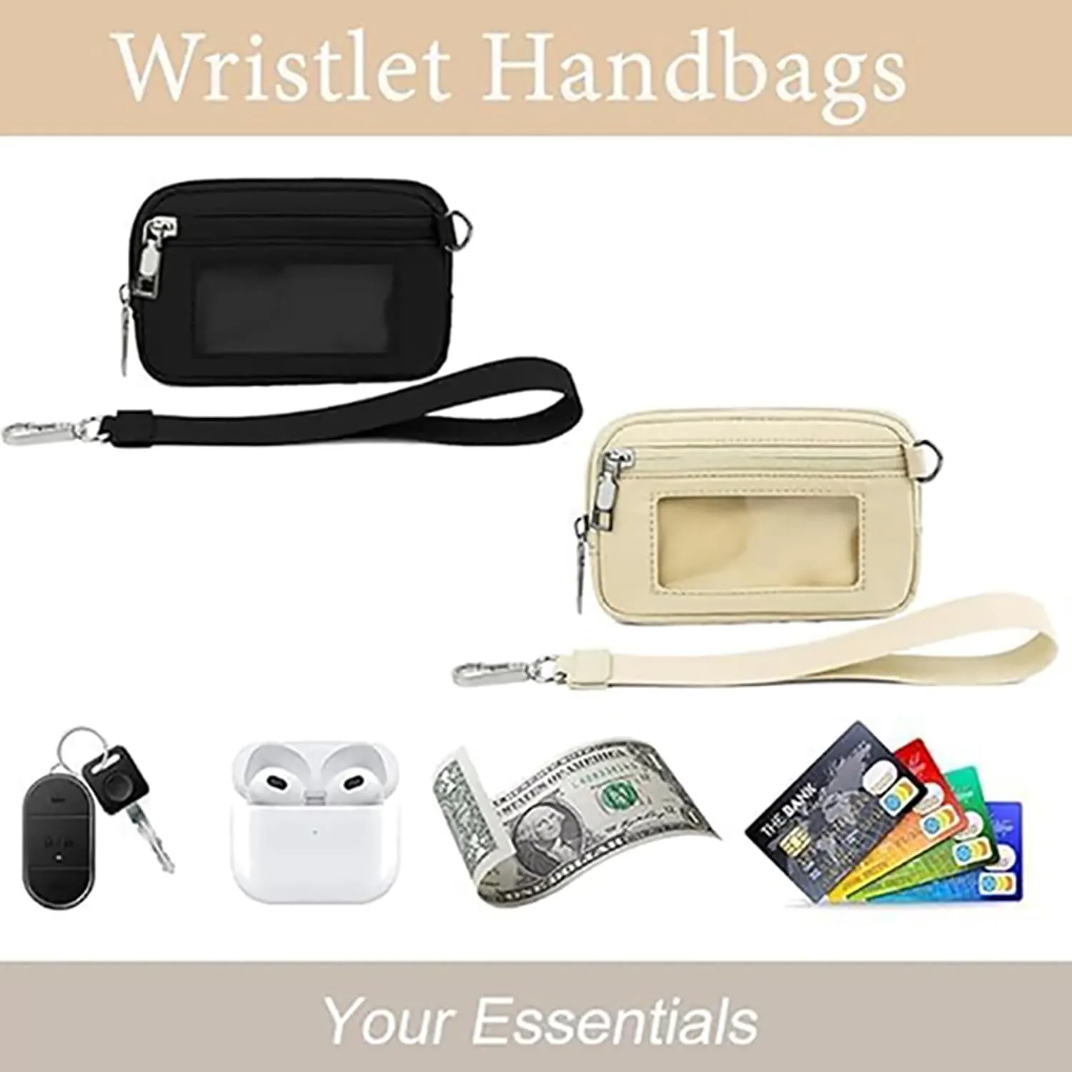 Iris Wallet 2nd Gen Zip Card Case with ID Window - Wristlet Wallet for Women (A2 2PCS * Key Case)