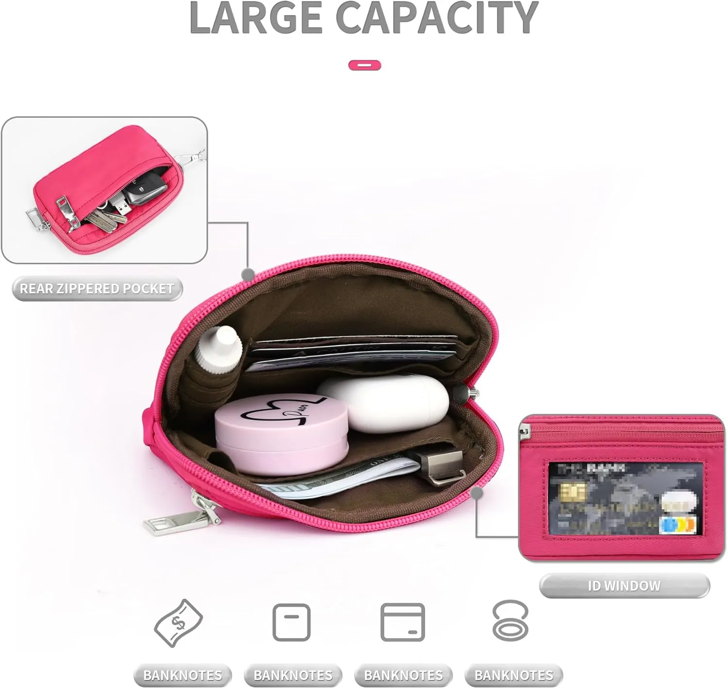 Iris Wallet 2nd Gen Zip Card Case with ID Window - Wristlet Wallet for Women (A2 2PCS * Key Case)