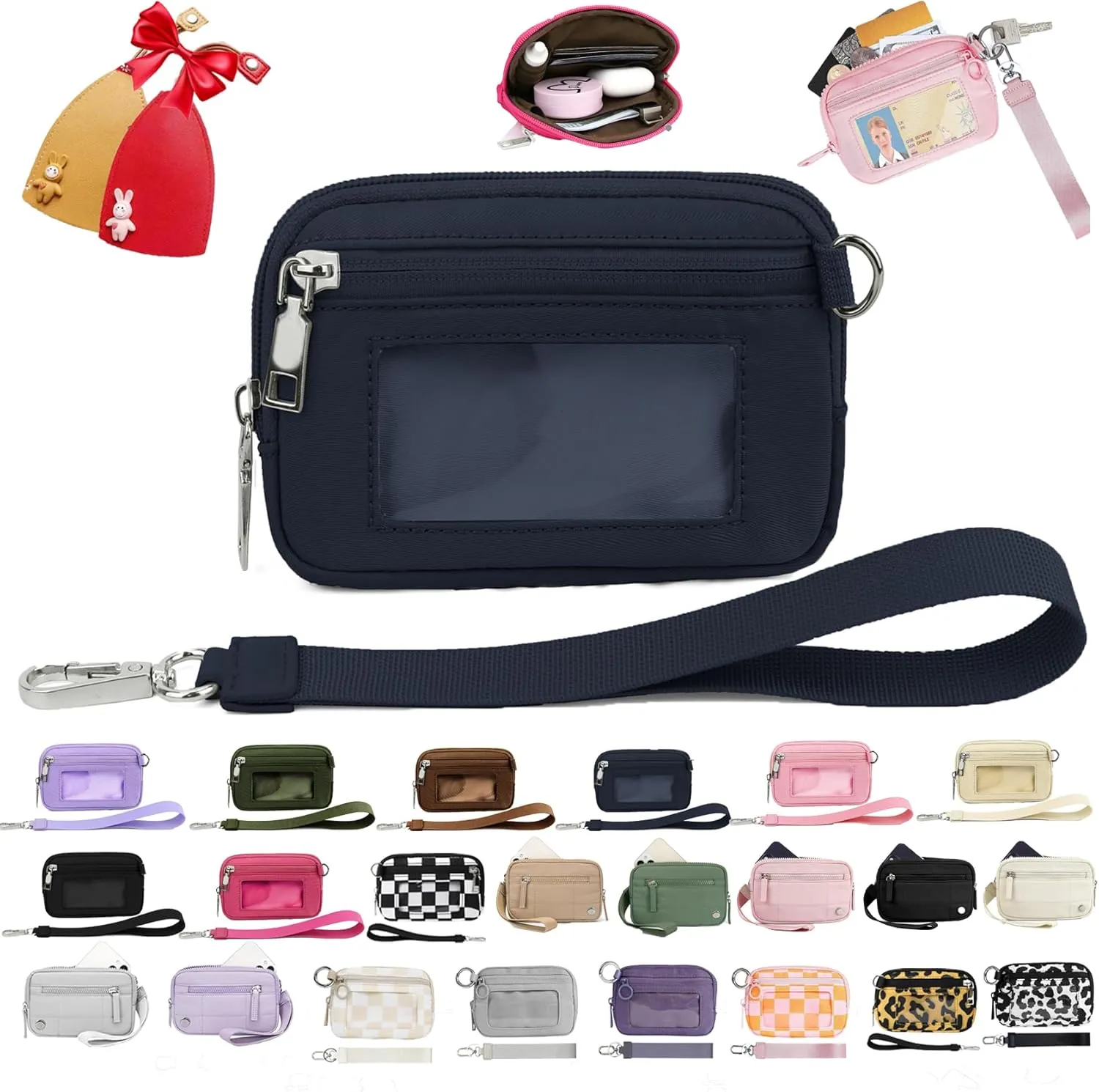 Iris Wallet 2nd Gen Zip Card Case with ID Window - Wristlet Wallet for Women (A2 2PCS * Key Case)