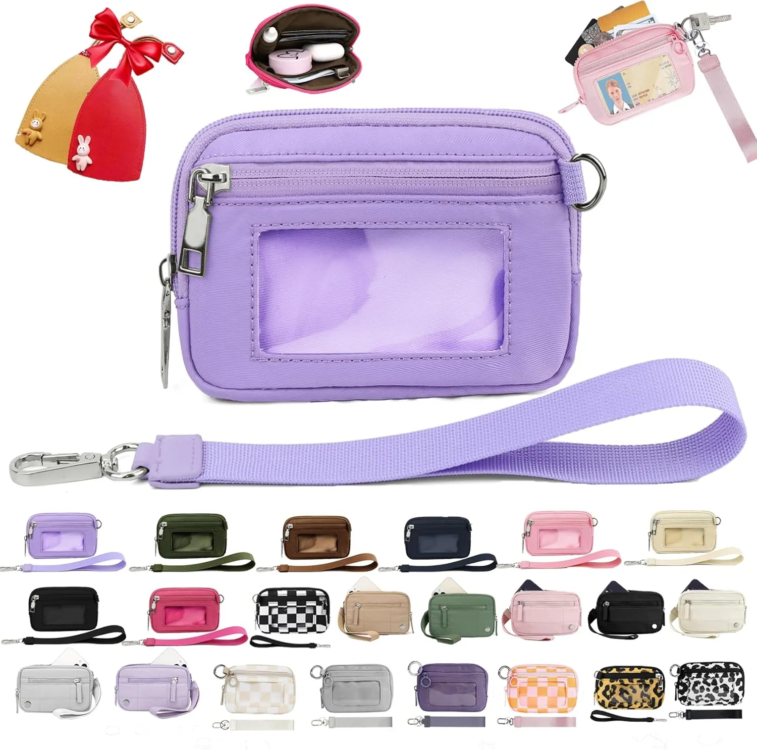 Iris' Wallet 2nd Gen Zip Card Case with ID Window, Wristlet Wallet for Women (A3 2PCS * Key Case)