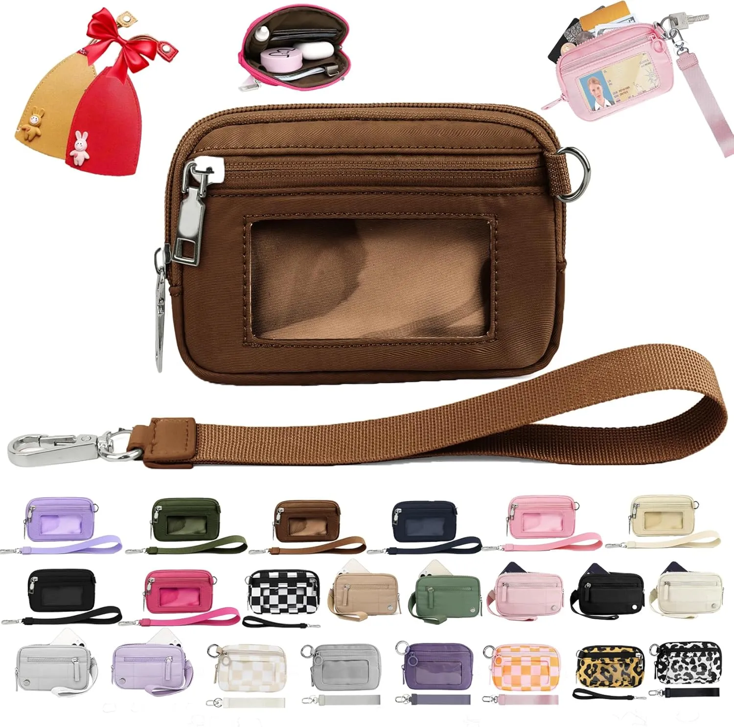 Iris Wallet 2nd Gen Zip Card Case with ID Window - Wristlet Wallet for Women (A5   2PCS Key Case)