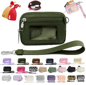 Iris Wallet Zip Card Case with ID Window, Wristlet Wallet for Women (A4 2PCS * Key Case)