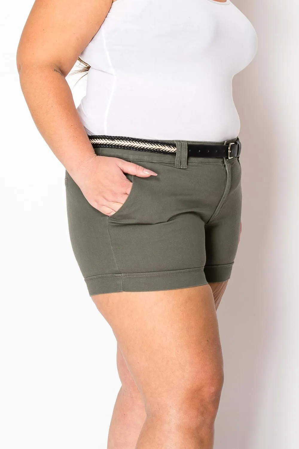 Jack David Premium Women's Plus Size Short Cotton Denim Stretch Jeans Shorts