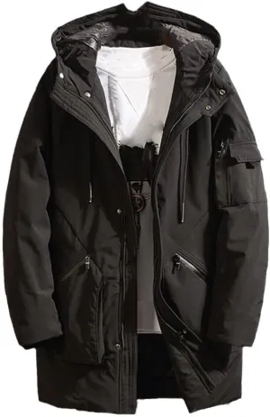 Japanese Overcoat Men Autumn Winter Long Jacket Cotton Padded Long Coat Hooded Outwear Jacket Plus Size