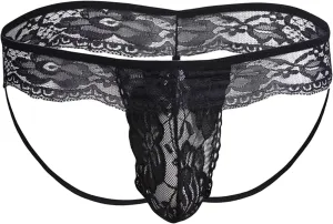 JEShifangjiusu Men'S Lace G-String Floral Underwear Mesh Thongs Bikini Briefs Panties Sexy Sheer Bikini Sissy Thong Briefs