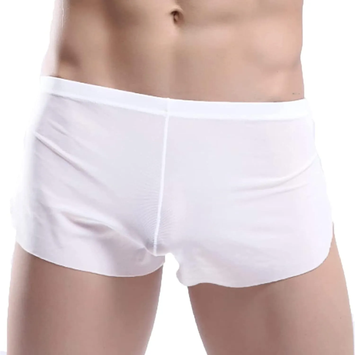 JEShifangjiusu Mens Sexy Mesh Underwear Low Rise Briefs Bulge Enhancing Pouch Casual See Through Side Slit Underpants