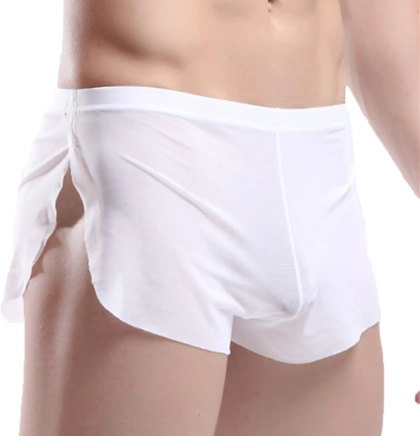 JEShifangjiusu Mens Sexy Mesh Underwear Low Rise Briefs Bulge Enhancing Pouch Casual See Through Side Slit Underpants
