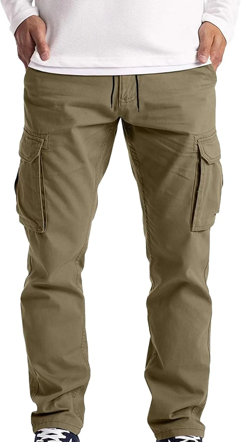 JEShifangjiusu Mens Wild Cargo Pants Stretch Hiking Work Pants Joggers Sweatpants Casual Slim Fit Chino Trousers With Pockets