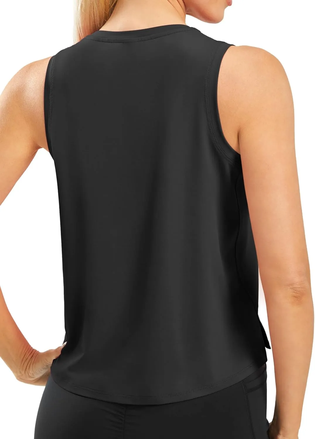 JOYSPELS Ice Silk Crop Workout Tank Tops for Women Cool-Dry Sleeveless Loose Fit Yoga Shirts