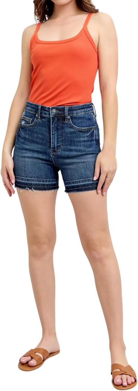 Judy Blue High Waist Tummy Control Destroy Release Hem Shorts