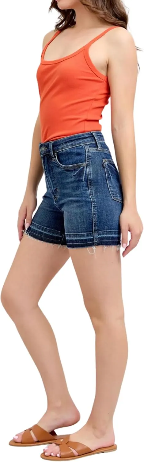 Judy Blue High Waist Tummy Control Destroy Release Hem Shorts