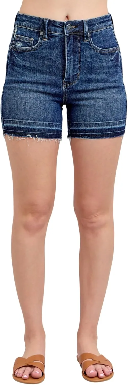 Judy Blue High Waist Tummy Control Destroy Release Hem Shorts