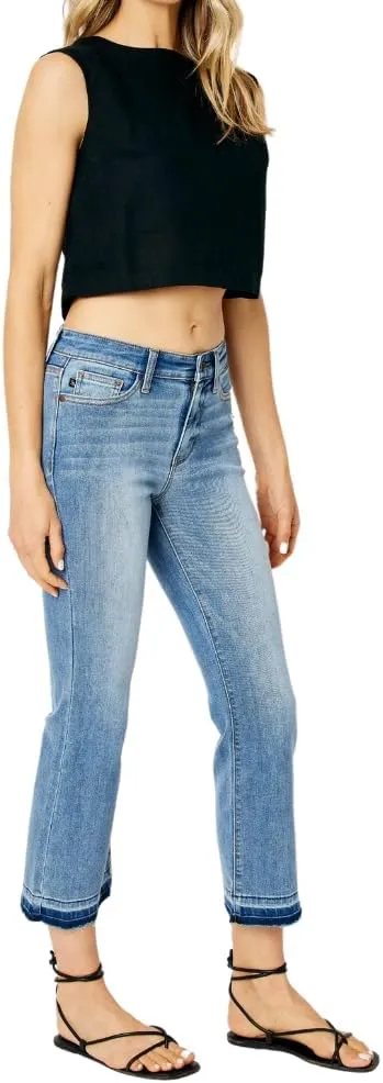 Judy Blue Mid Rise Release Hem Cropped Bootcut