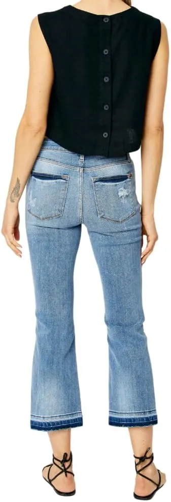 Judy Blue Mid Rise Release Hem Cropped Bootcut